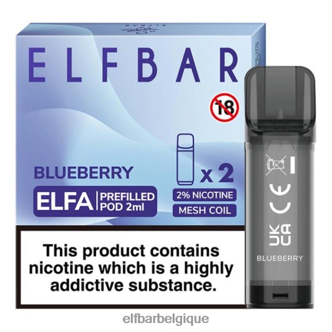 elfbar elfa dosette préremplie - 2 ml - 20 mg (paquet de 2) 02H4PX106 myrtille