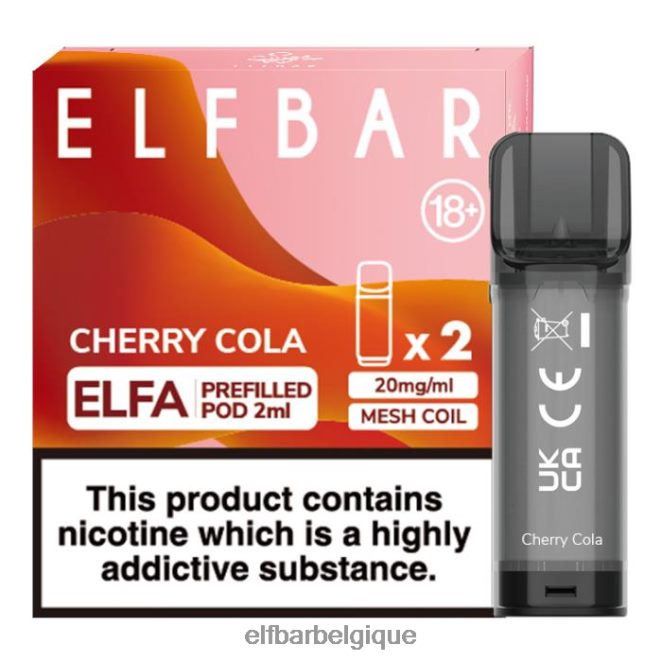 elfbar elfa dosette préremplie - 2 ml - 20 mg (paquet de 2) 02H4PX113 cola aux cerises