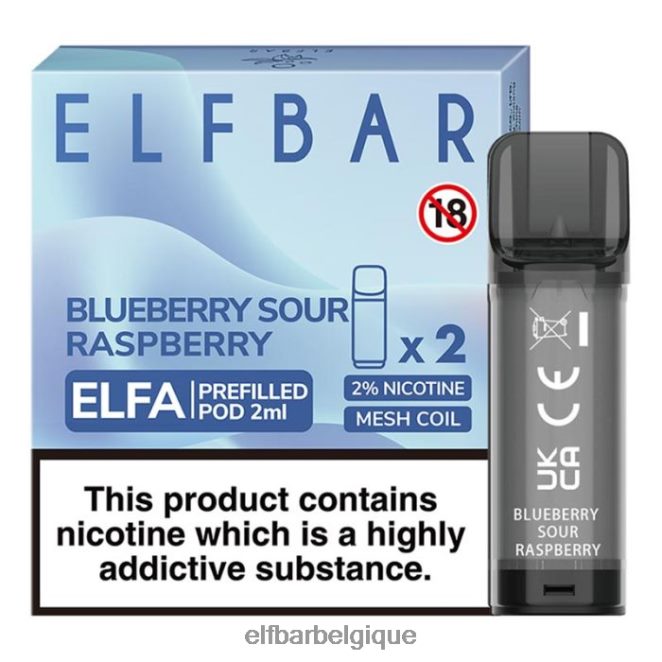 elfbar elfa dosette préremplie - 2 ml - 20 mg (paquet de 2) 02H4PX114 myrtille, framboise aigre