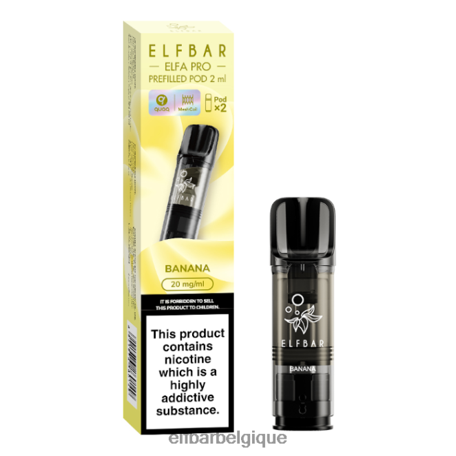elfbar elfa pro dosettes préremplies - 20 mg - 2pk 02H4PX78 banane
