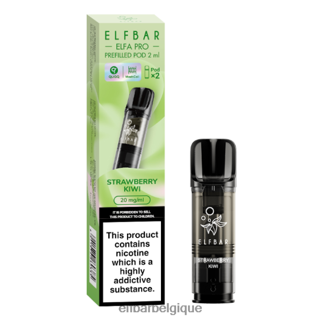 elfbar elfa pro dosettes préremplies - 20 mg - 2pk 02H4PX80 fraise-kiwi
