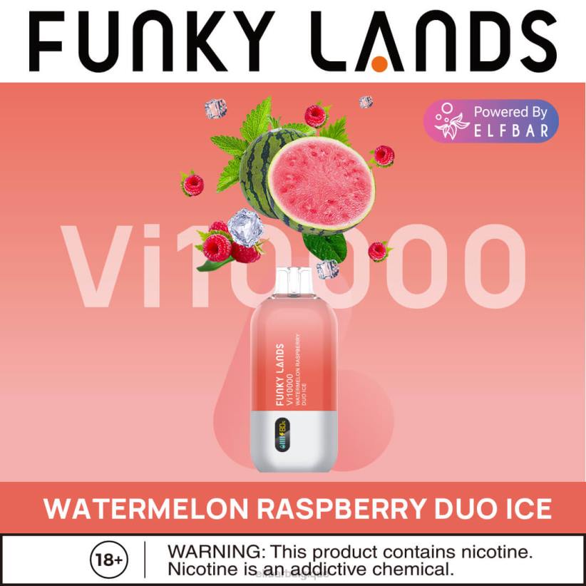 ELFBAR Funky Lands Vape jetable Vi10000 bouffées F6JP160 Duo de glace pastèque et framboise