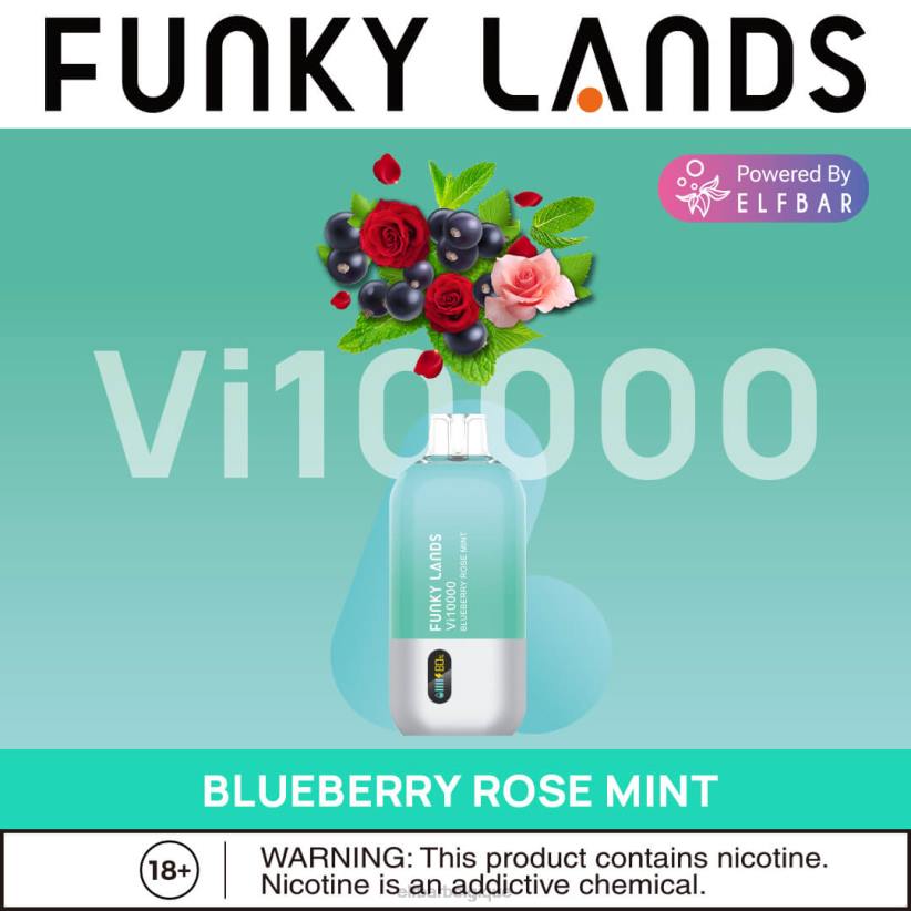 ELFBAR Funky Lands Vape jetable Vi10000 bouffées F6JP163 myrtille rose menthe