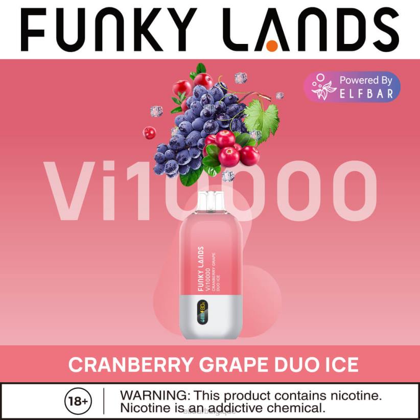 ELFBAR Funky Lands Vape jetable Vi10000 bouffées F6JP165 glace duo de raisin et de canneberge