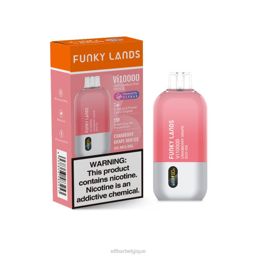 ELFBAR Funky Lands meilleure saveur vape jetable série de raisin vi10000 F6JP150 glace duo de raisin et de canneberge