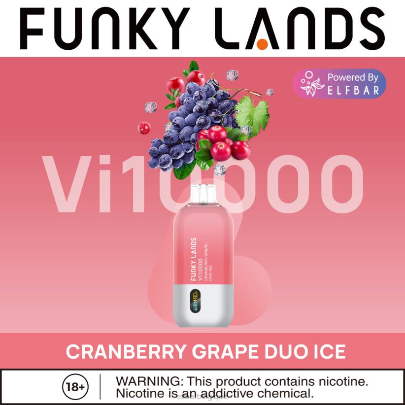 ELFBAR Funky Lands meilleure saveur vape jetable vi10000 série glacée F6JP156 glace duo de raisin et de canneberge