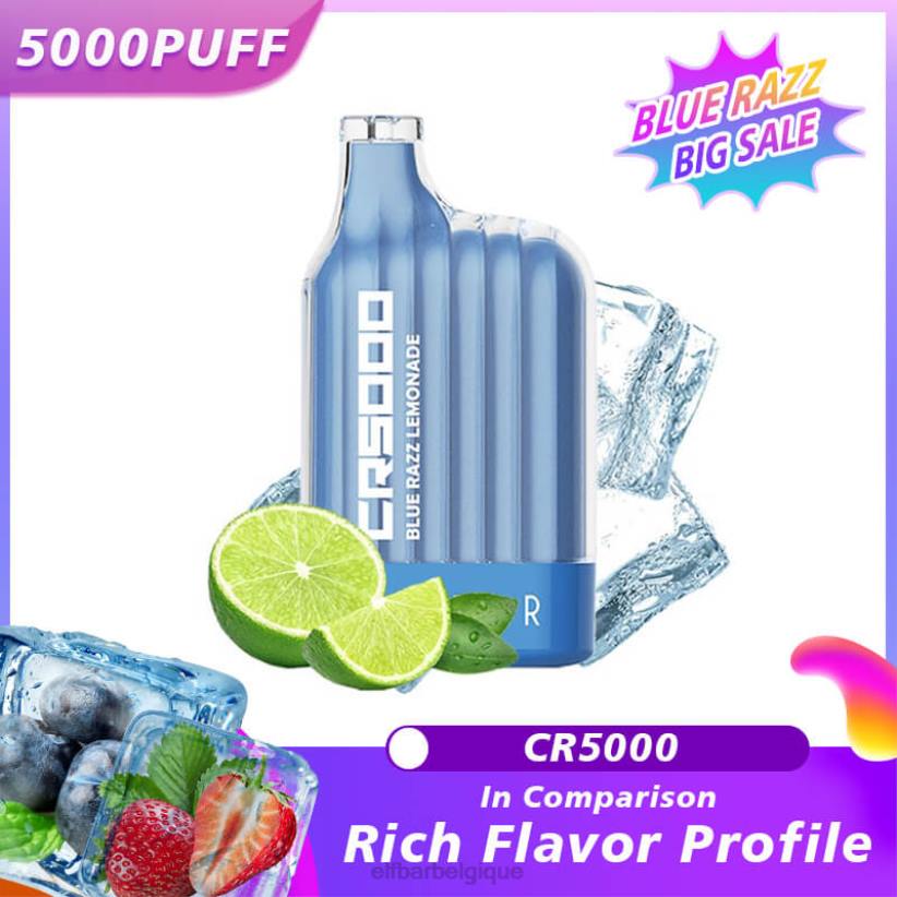 ELFBAR meilleure saveur vape jetable cr5000 bleu razz F6JP19 limonade bleue